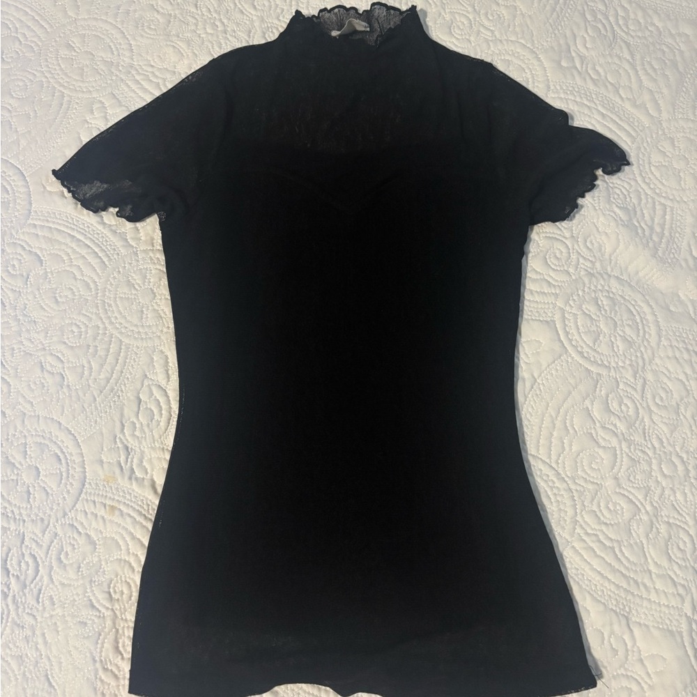 Adrienne Landau Black Lace Accent Blouse